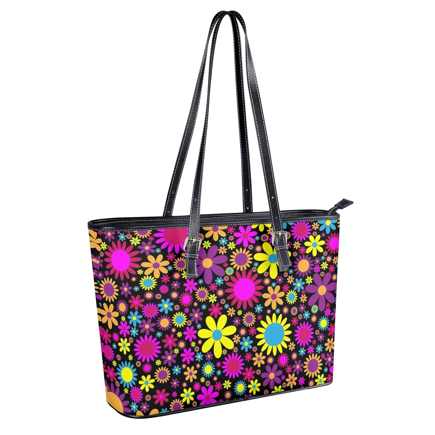 Funky Retro Flowers Tote Bag