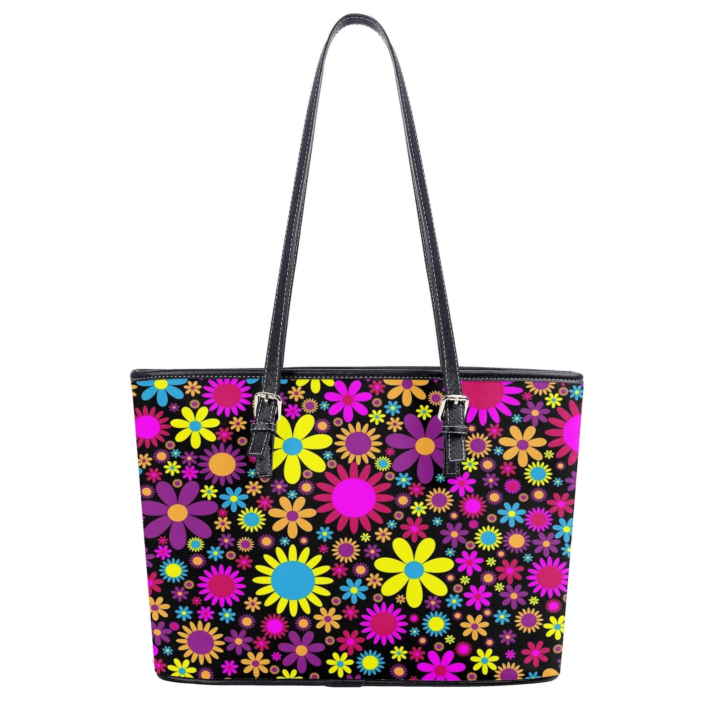 Funky Retro Flowers Tote Bag