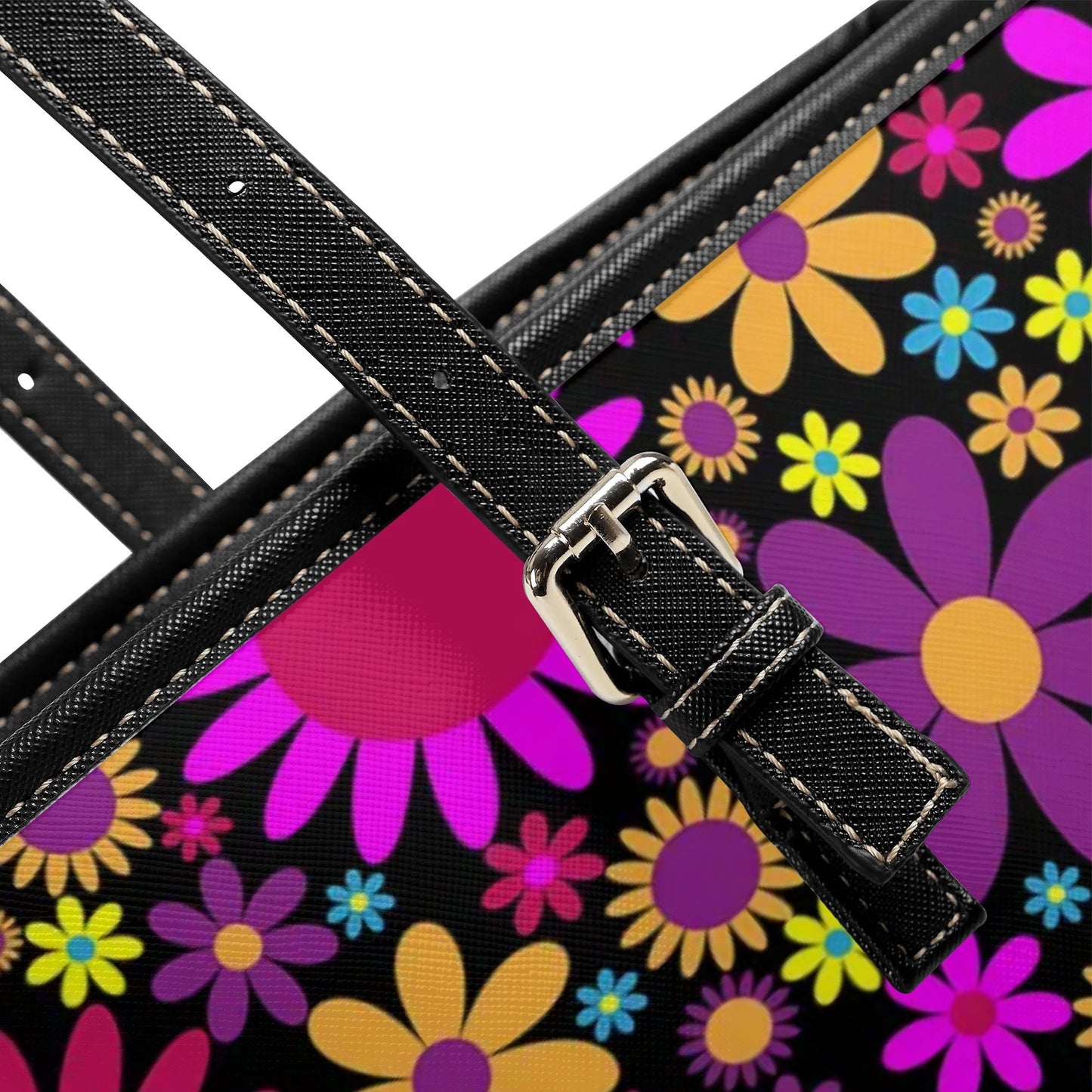 Funky Retro Flowers Tote Bag