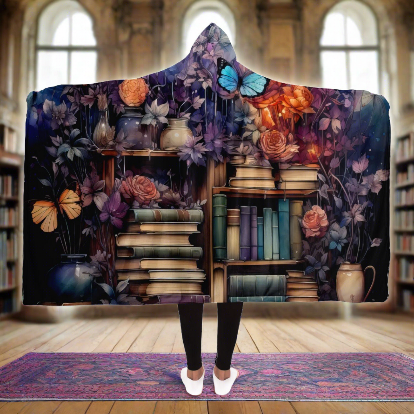 Whimsical Library Hooded Blanket