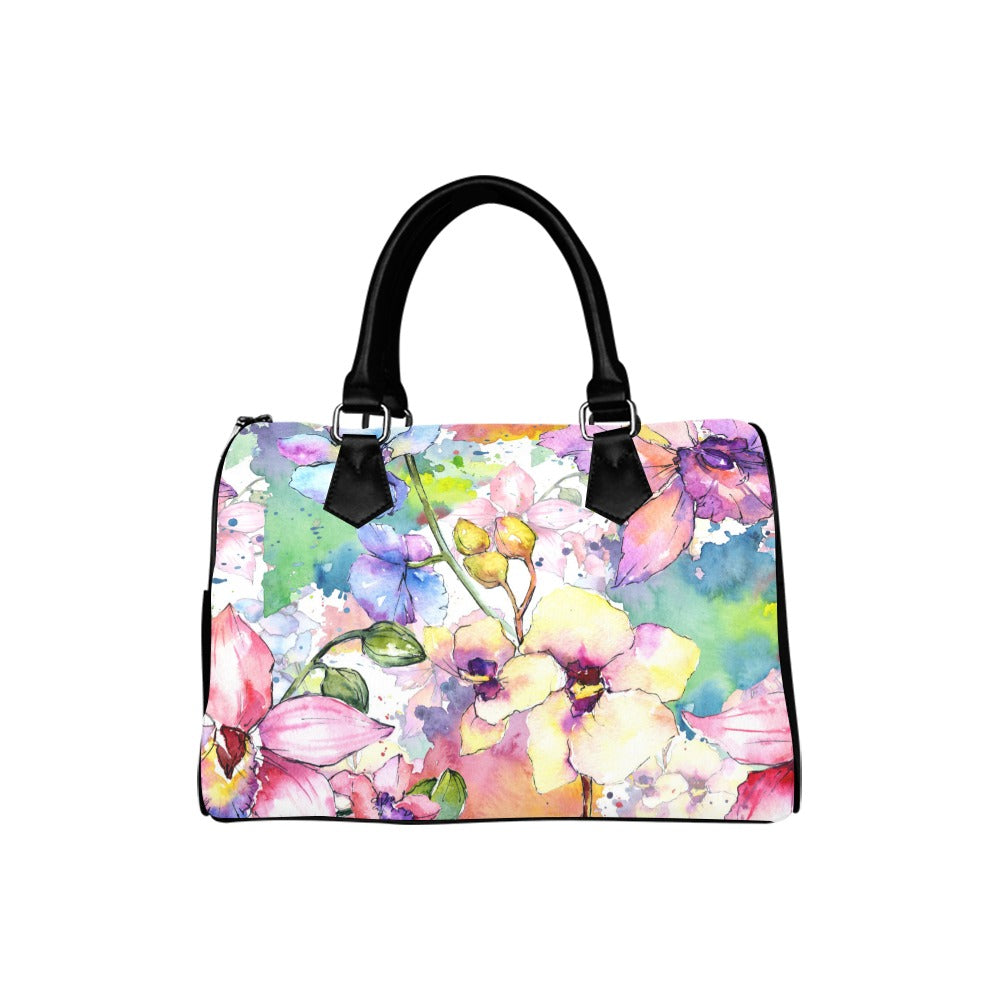 Watercolour Flowers Boston Handbag