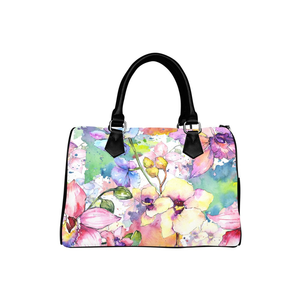 Watercolour Flowers Boston Handbag