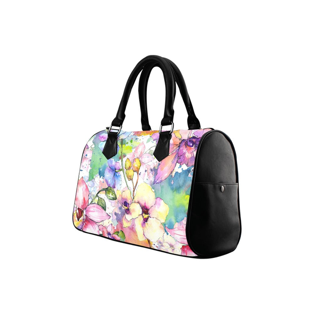 Watercolour Flowers Boston Handbag