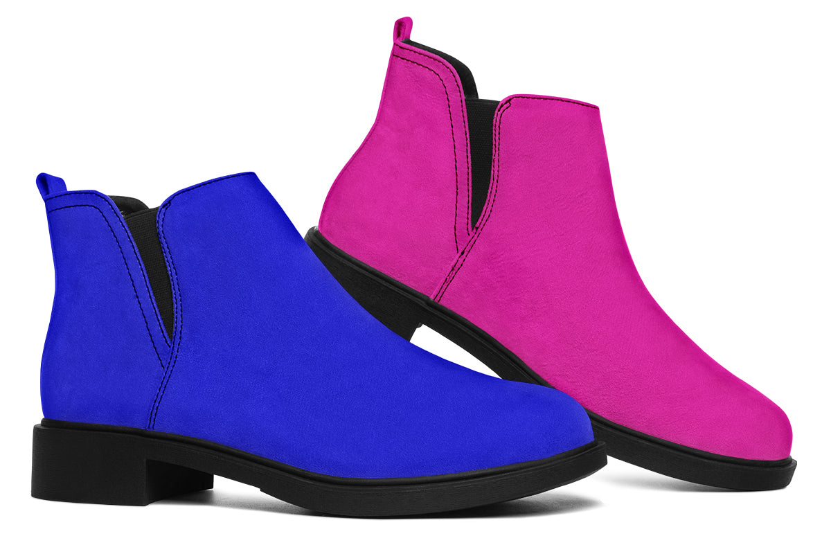 Blue And Pink Mismatched Ankle Boots