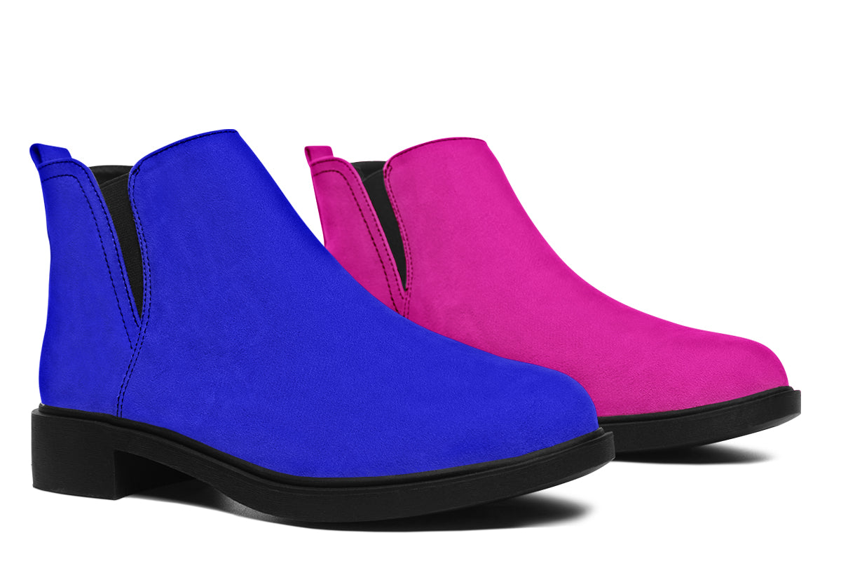 Blue And Pink Mismatched Ankle Boots