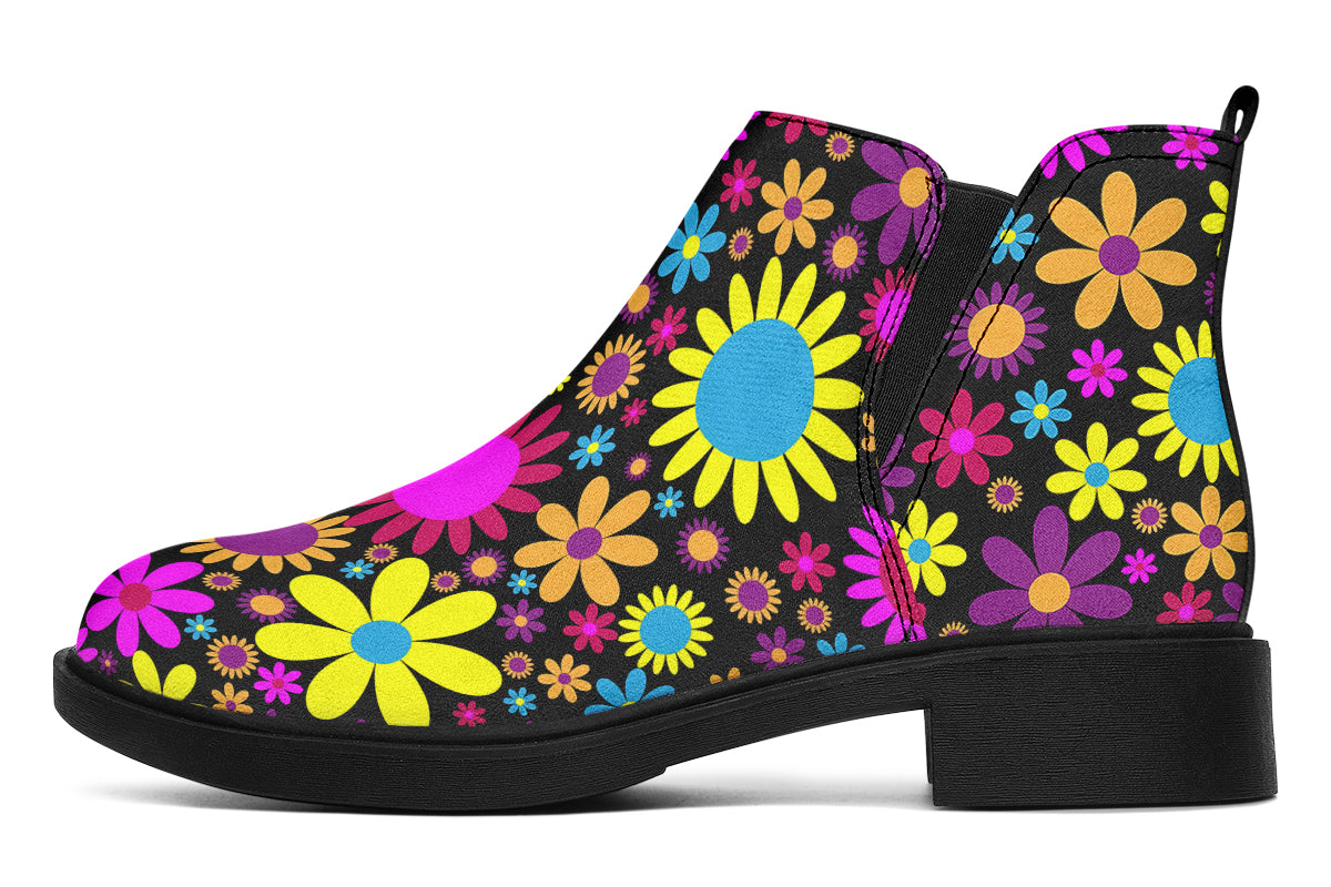 Funky Retro Flowers Ankle Boots