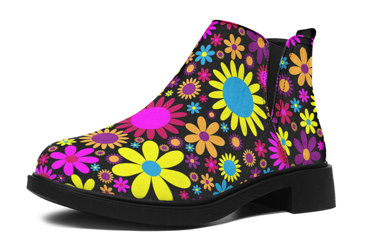 Funky Retro Flowers Ankle Boots