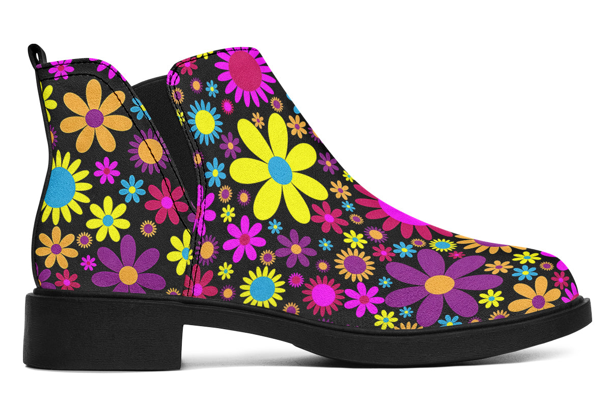 Funky Retro Flowers Ankle Boots