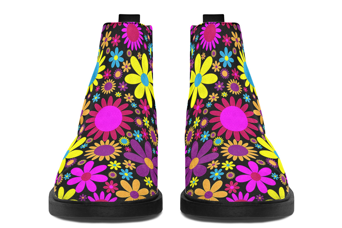 Funky Retro Flowers Ankle Boots