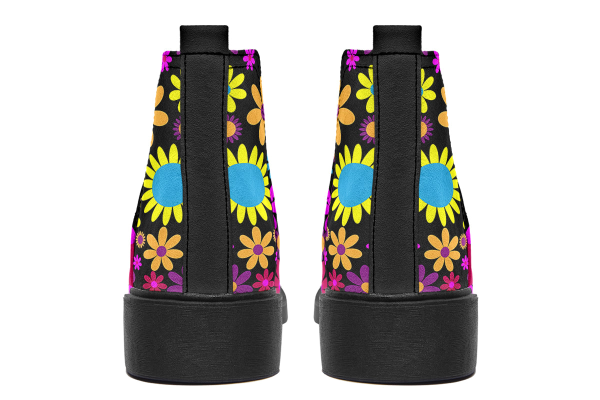 Funky Retro Flowers Ankle Boots