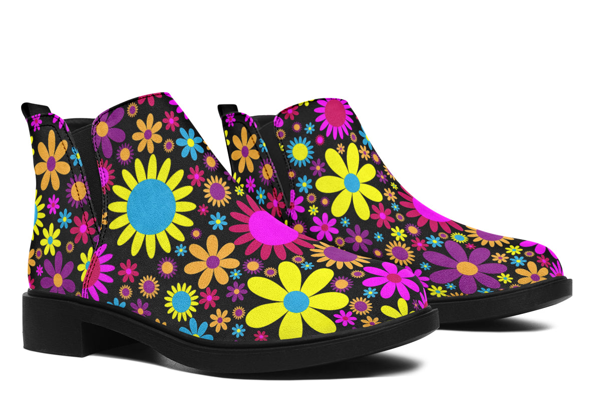 Funky Retro Flowers Ankle Boots