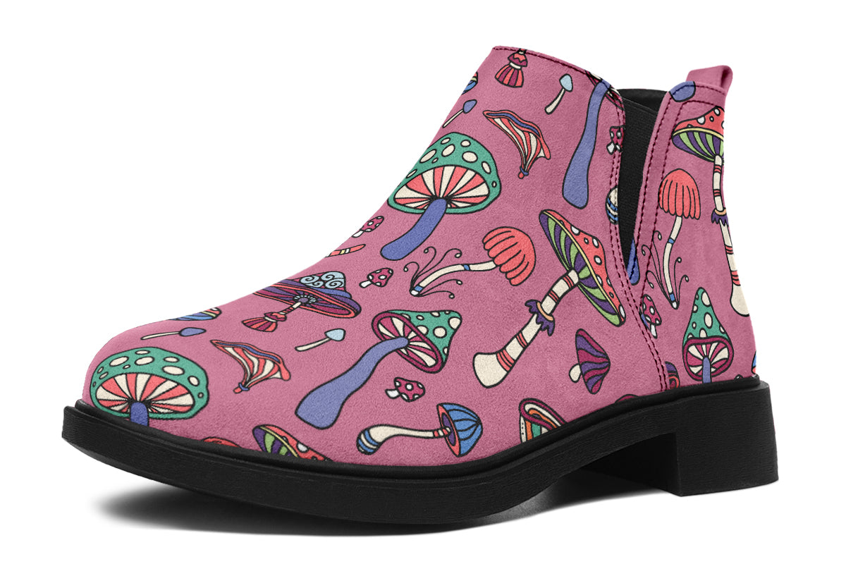 Mismatched Mushrooms Ankle Boots