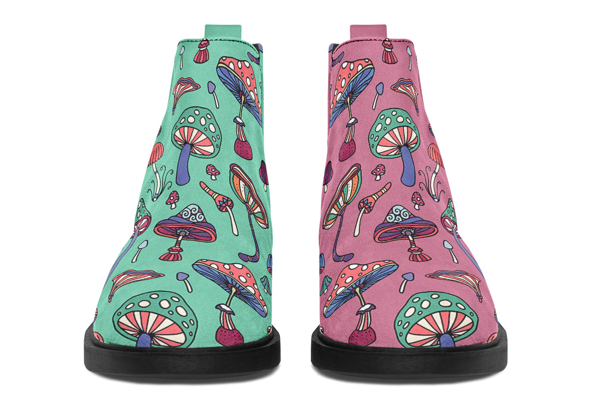 Mismatched Mushrooms Ankle Boots