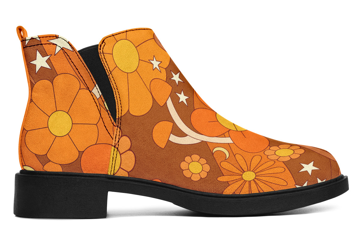 Molly's Mismatched Retro Daisies Ankle Boots