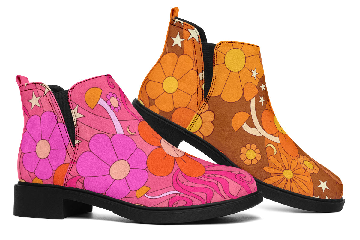 Molly's Mismatched Retro Daisies Ankle Boots