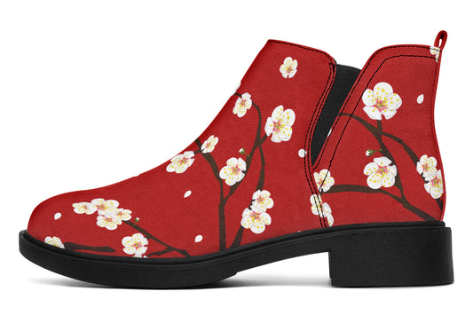 Plum Blossoms Ankle Boots