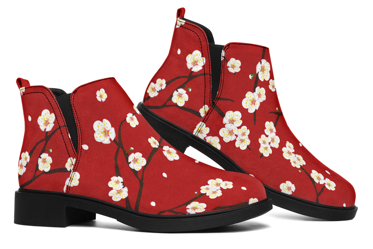 Plum Blossoms Ankle Boots