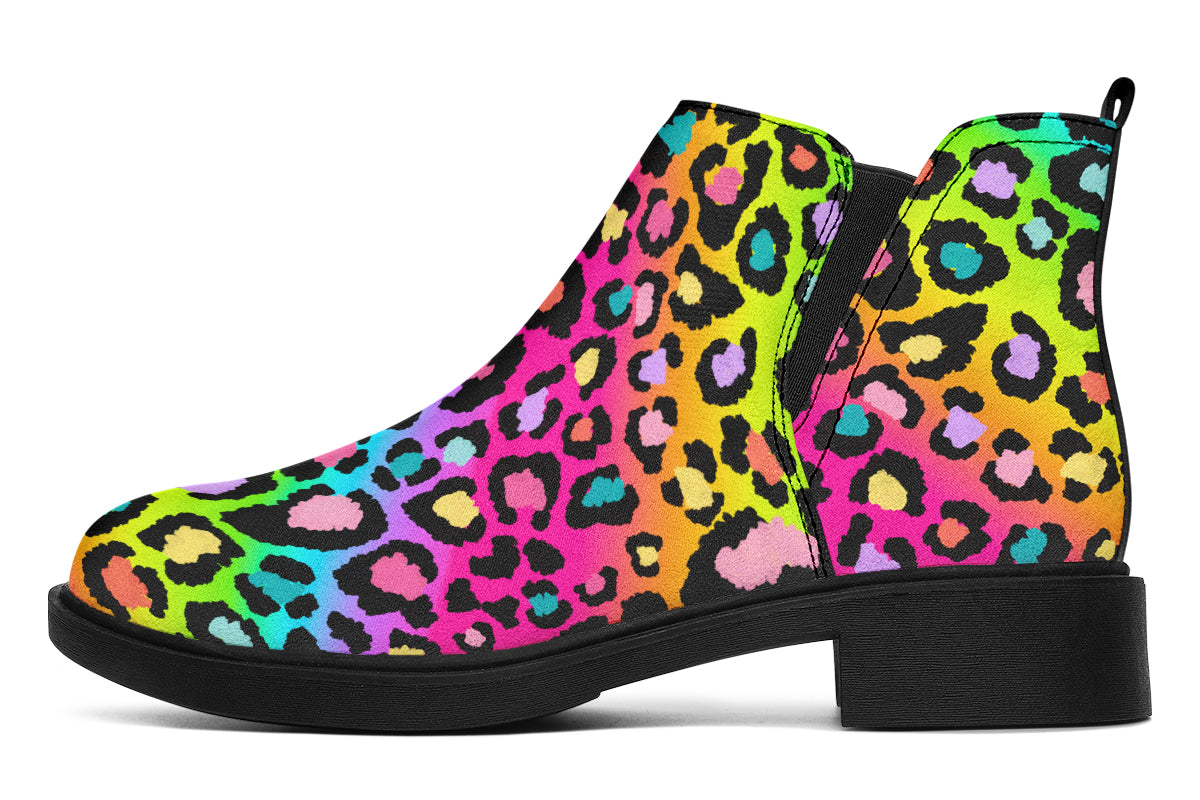 Rainbow Leopard Ankle Boots