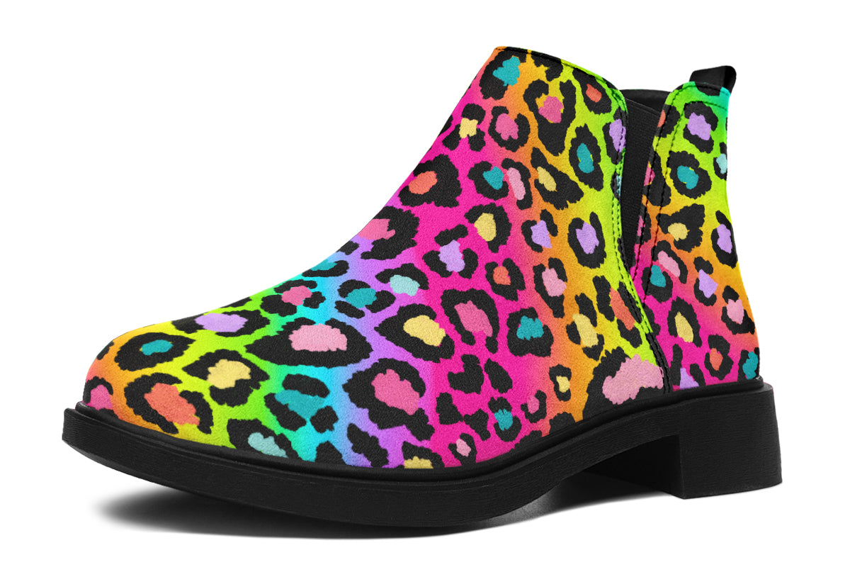 Rainbow Leopard Ankle Boots