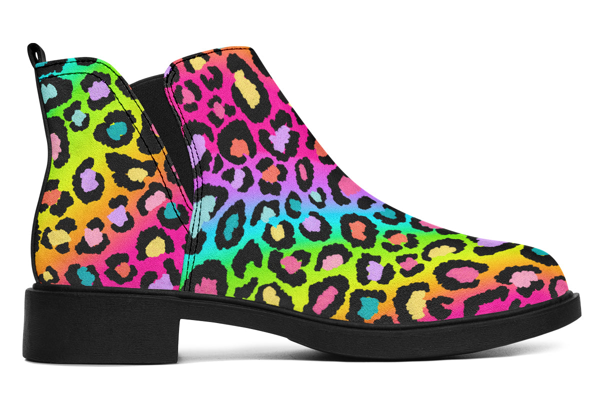 Rainbow Leopard Ankle Boots