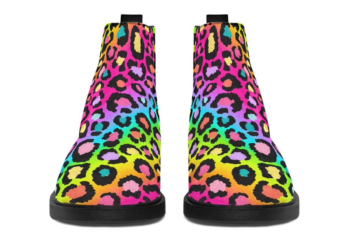 Rainbow Leopard Ankle Boots