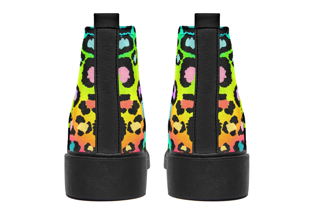 Rainbow Leopard Ankle Boots