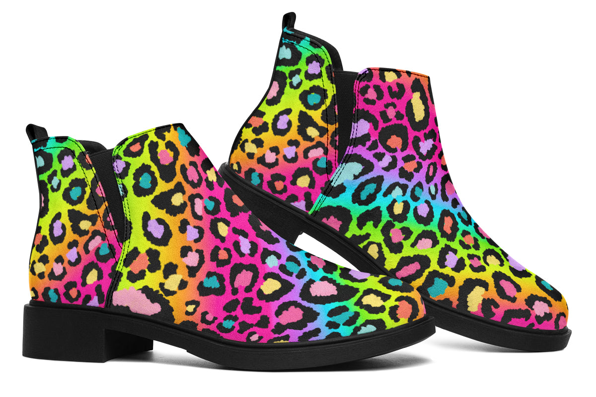 Rainbow Leopard Ankle Boots