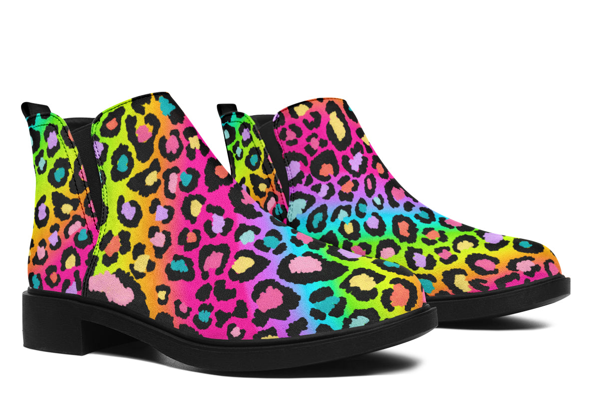 Rainbow Leopard Ankle Boots