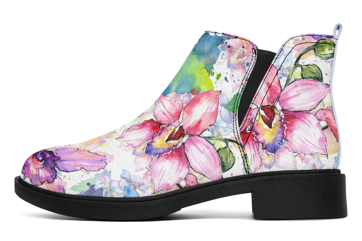 Watercolour Flowers Ankle Boots