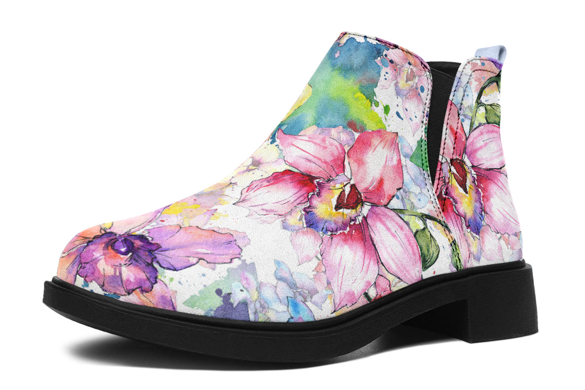 Watercolour Flowers Ankle Boots