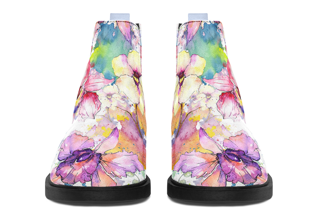 Watercolour Flowers Ankle Boots