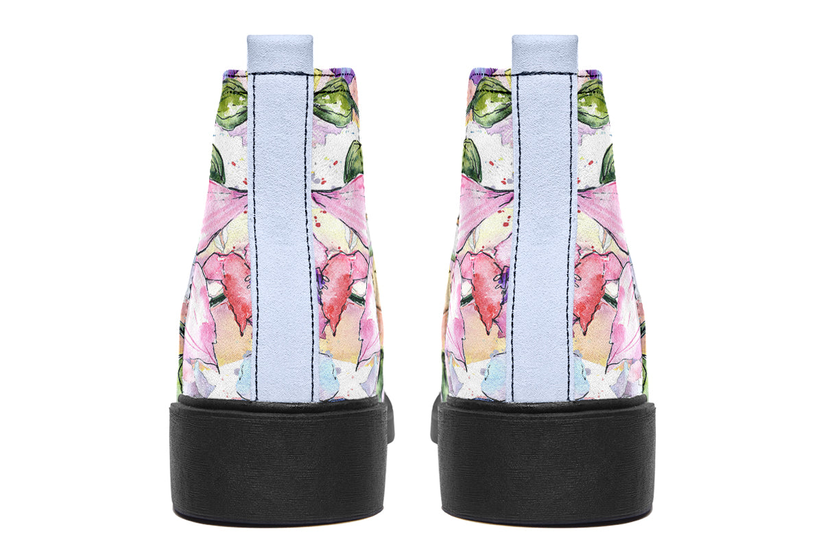 Watercolour Flowers Ankle Boots