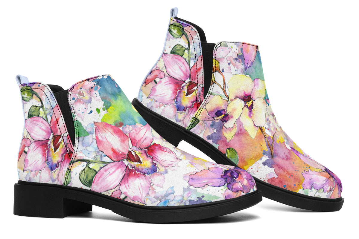 Watercolour Flowers Ankle Boots