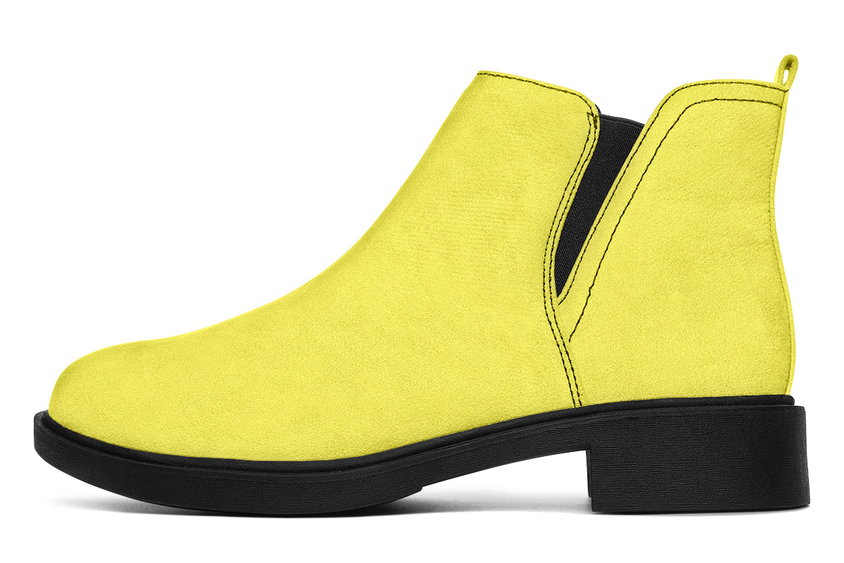 Yellow And Purple Mismatch Ankle Boots