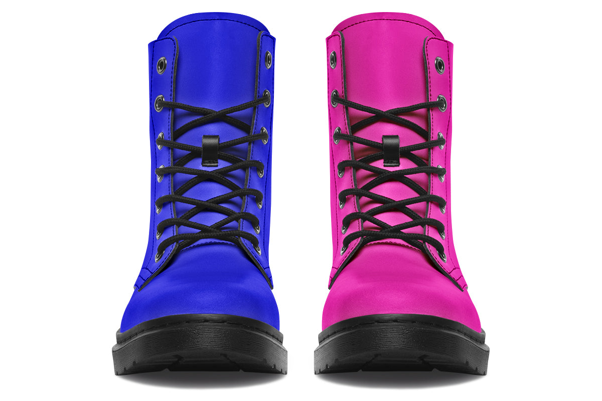 Blue And Pink Mismatch Boots