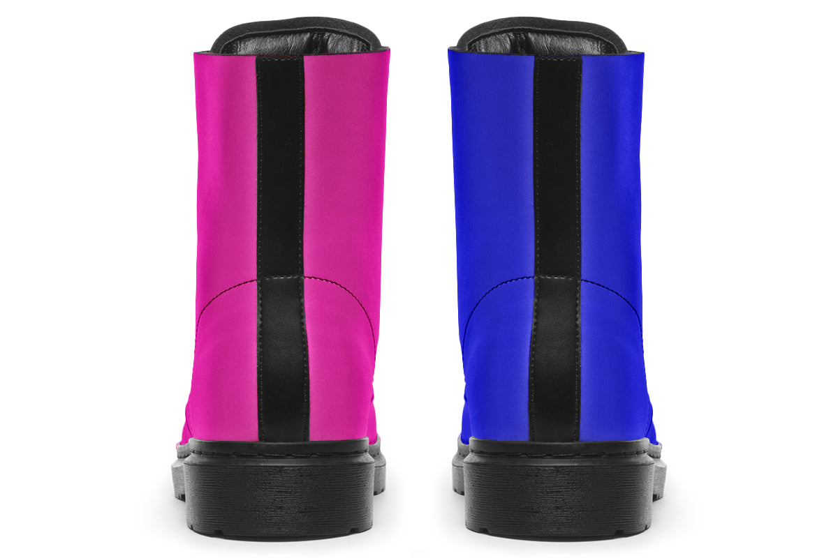 Blue And Pink Mismatch Boots