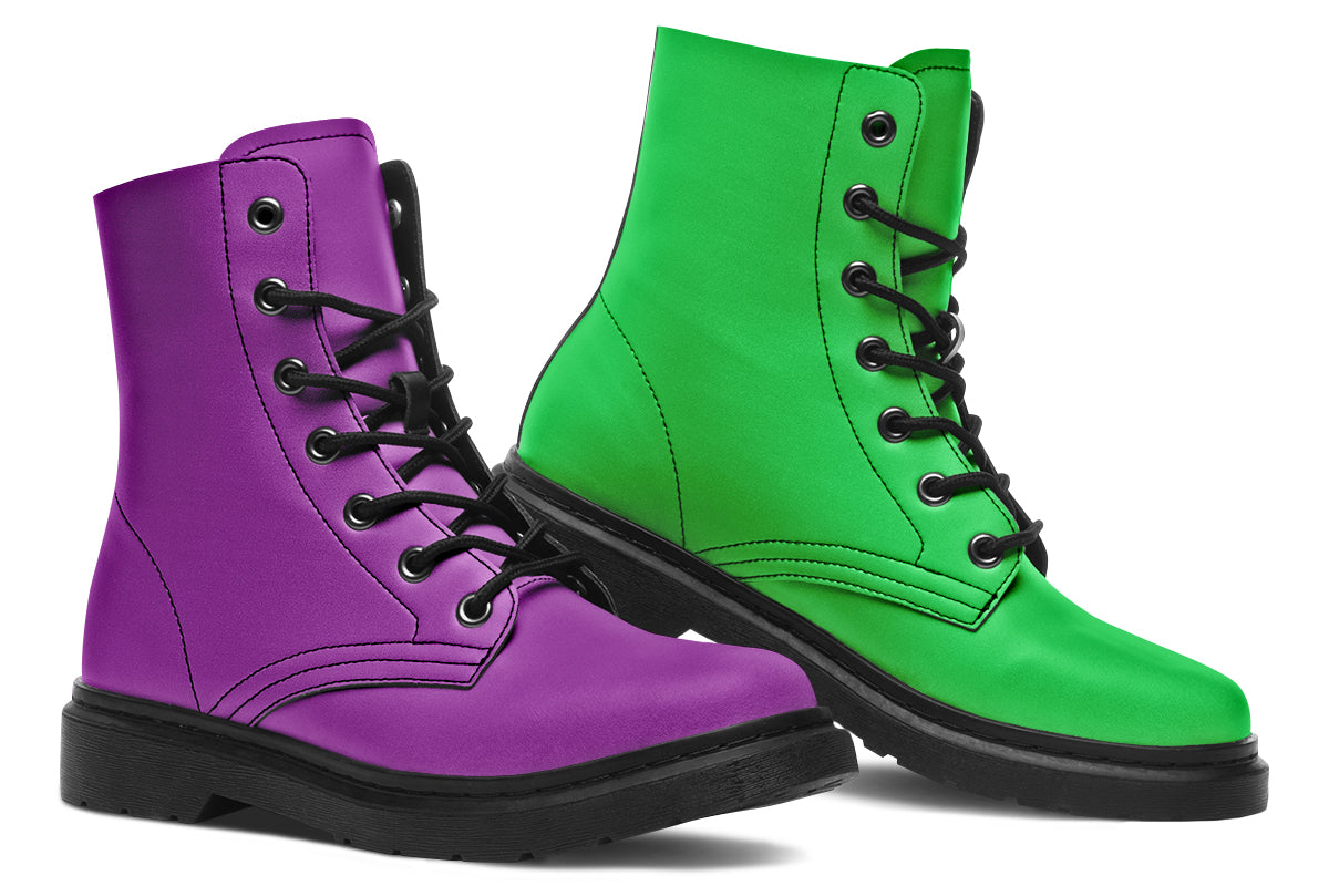 Green And Purple Mismatch Boots