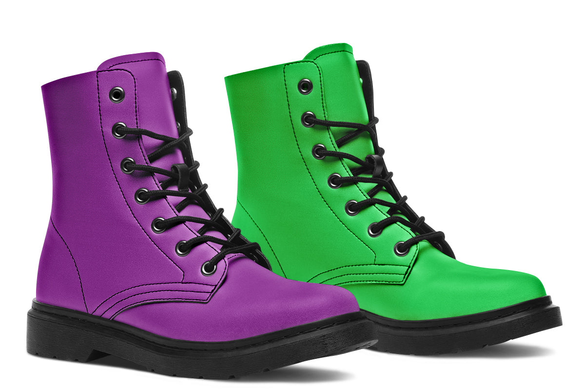 Green And Purple Mismatch Boots