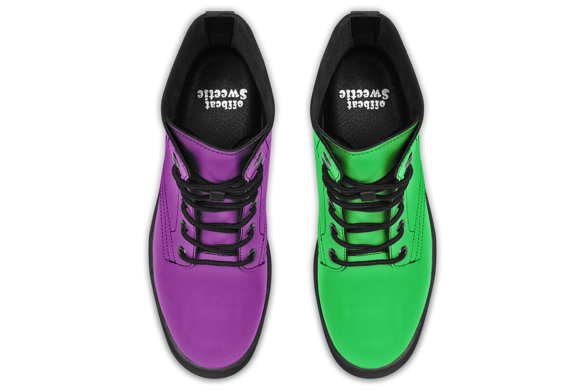 Green And Purple Mismatch Boots
