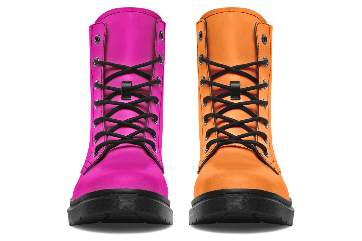 Pink And Orange Mismatch Boots