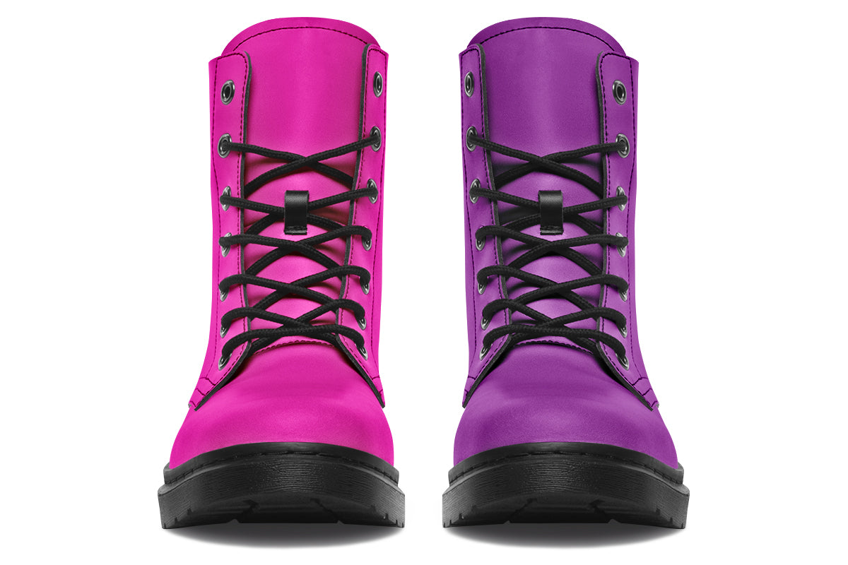 Purple And Pink Mismatch Boots