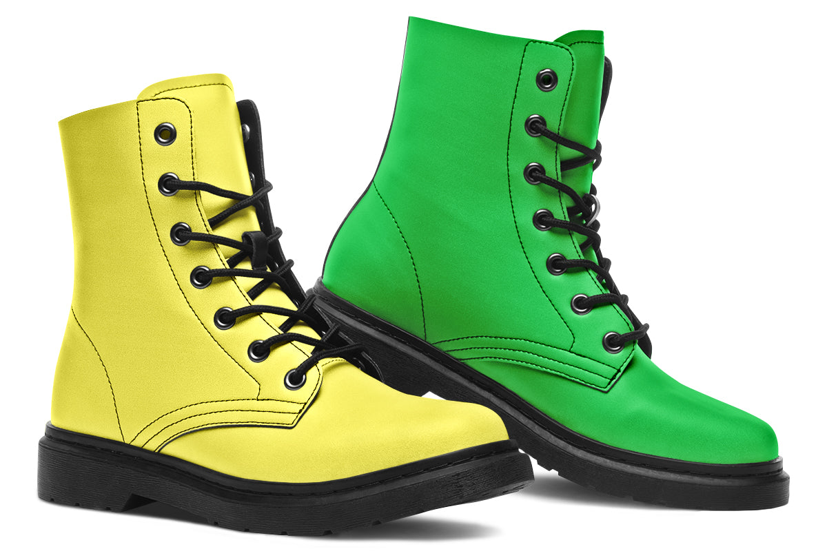 Yellow And Green Mismatch Boots