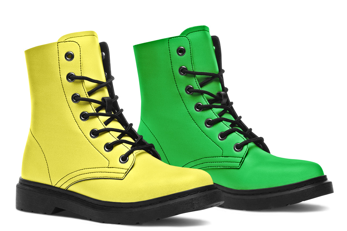 Yellow And Green Mismatch Boots