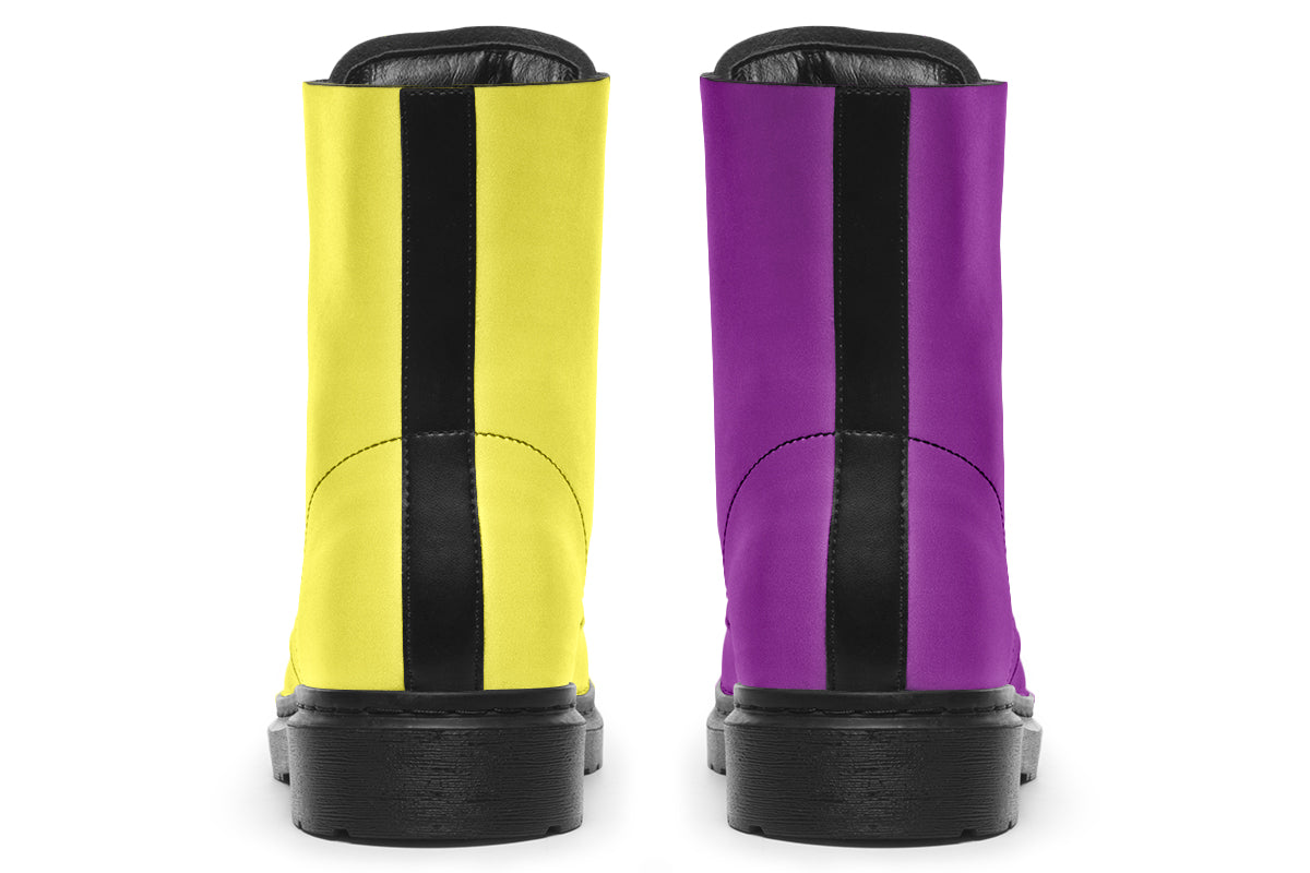 Yellow And Purple Mismatch Boots