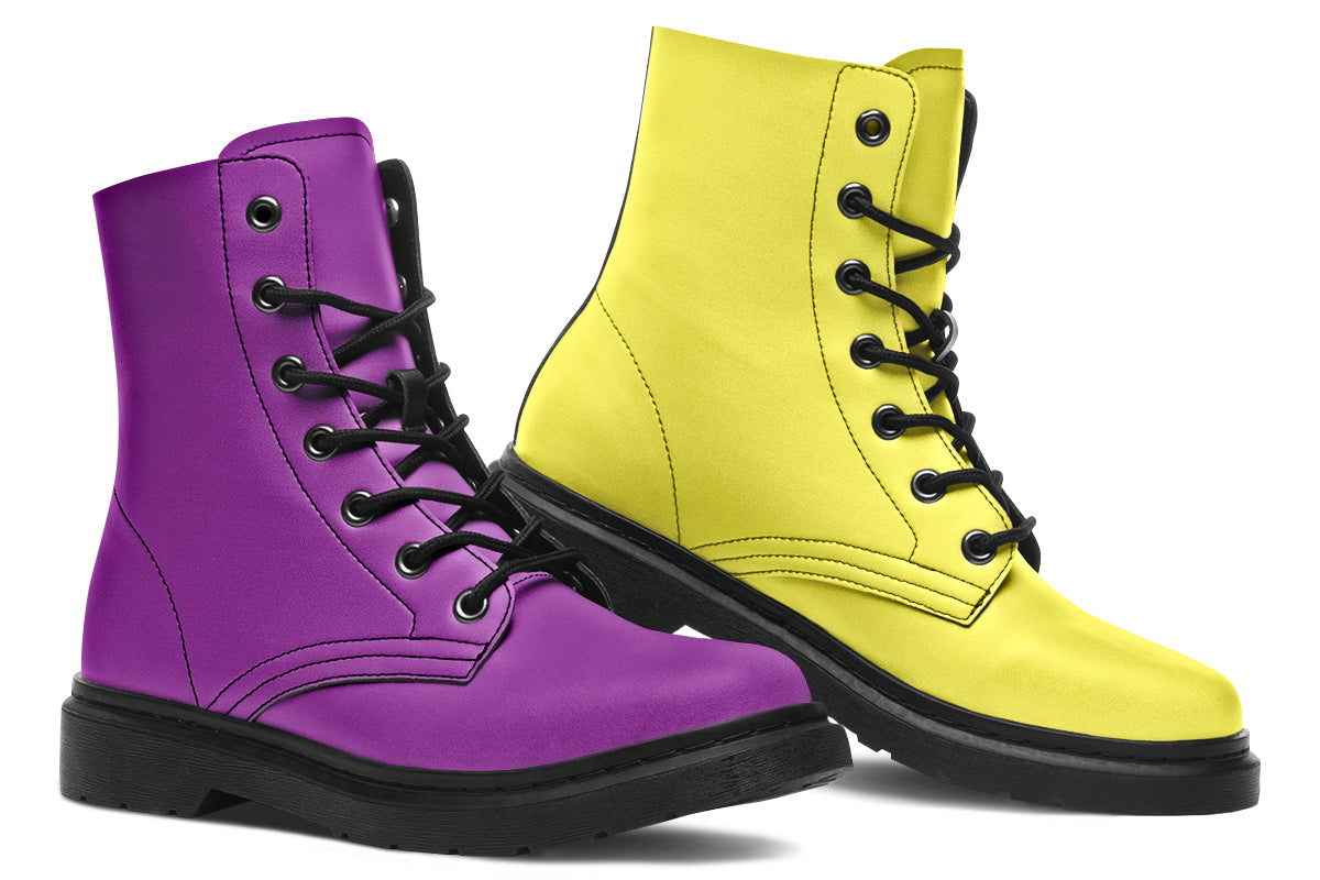 Yellow And Purple Mismatch Boots