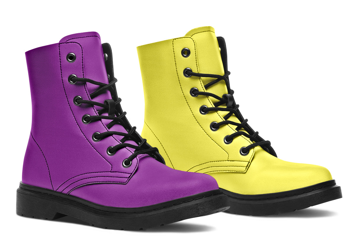 Yellow And Purple Mismatch Boots