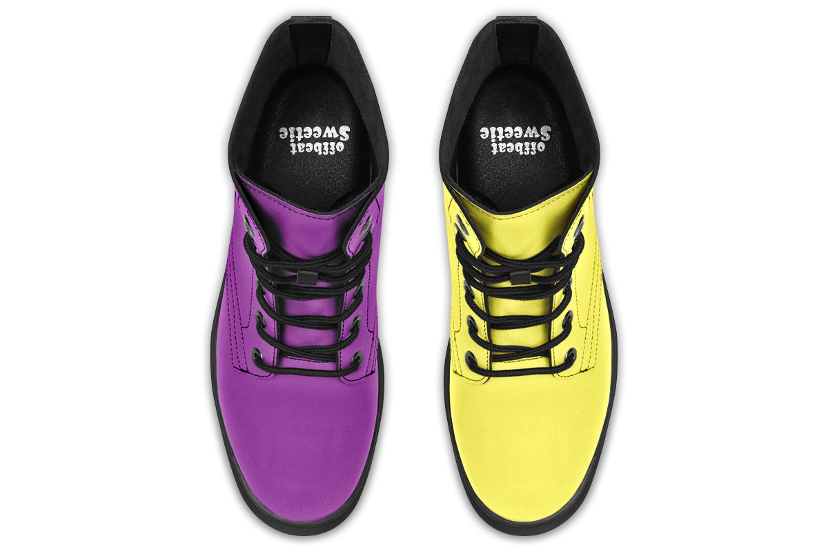 Yellow And Purple Mismatch Boots