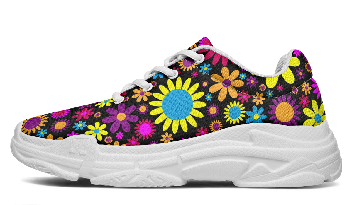 Funky Retro Flowers Chunky Sneakers