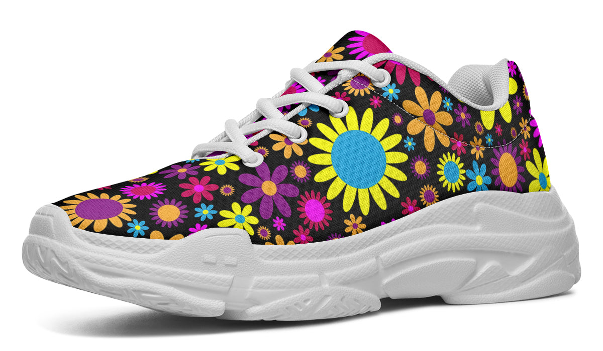 Funky Retro Flowers Chunky Sneakers