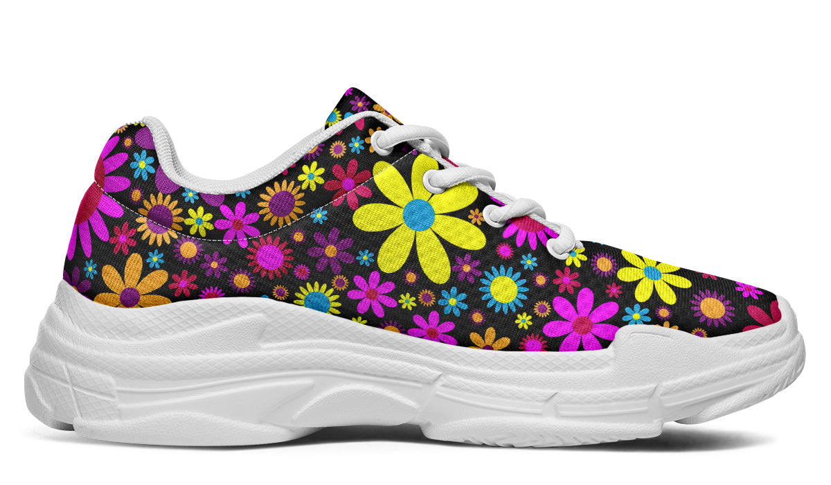 Funky Retro Flowers Chunky Sneakers